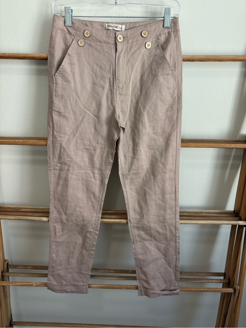 Mauve Boys Linen Blend Pants - Summer Bisque Color - Size 12Y